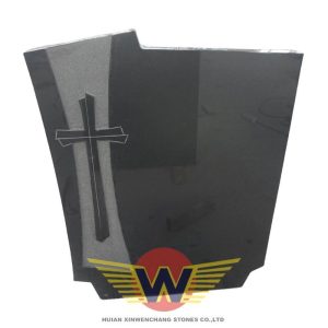 Resolute Cross Black Granite Tombstone